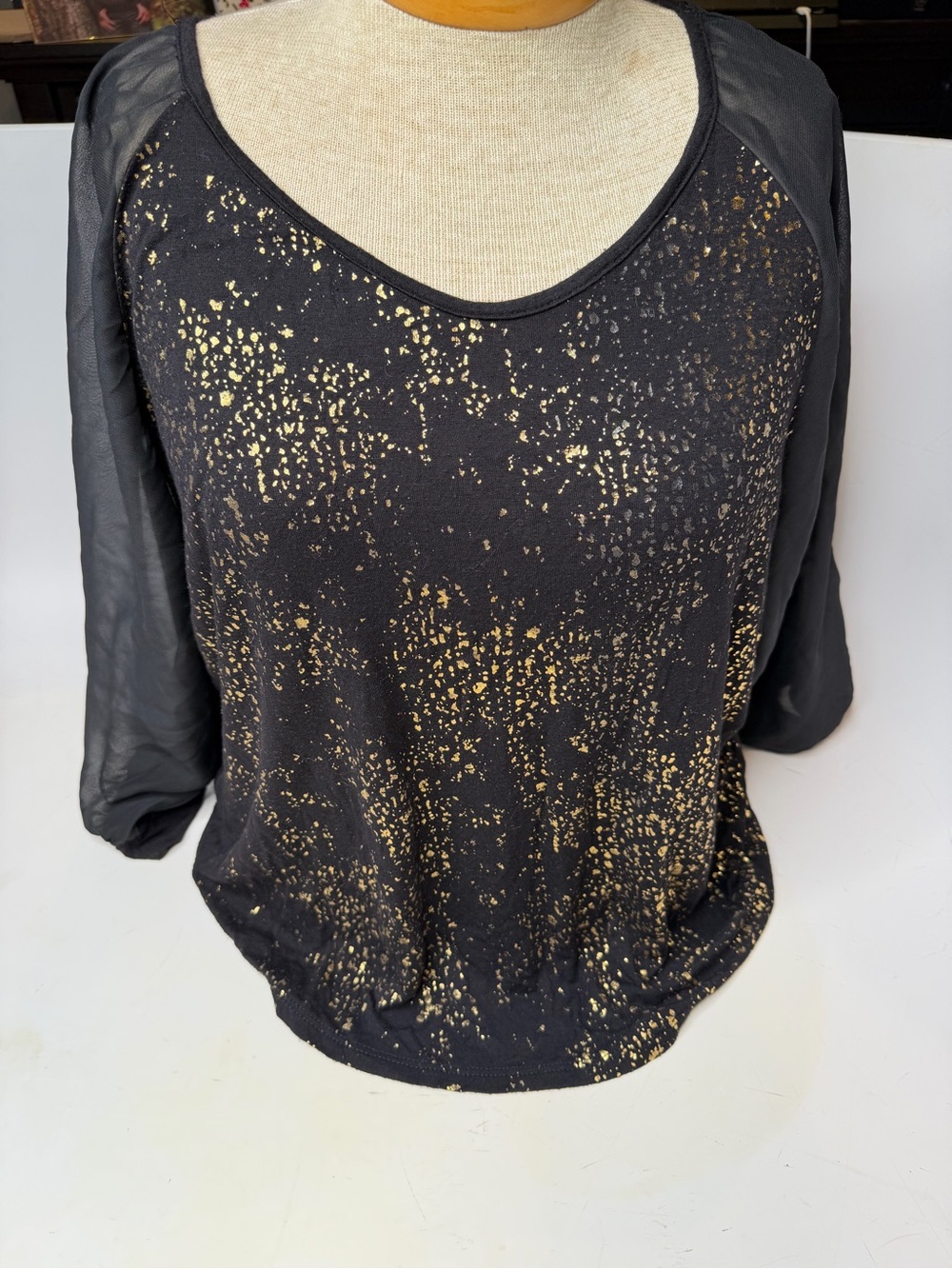 Black and Gold Metallic Splatter Women's Top